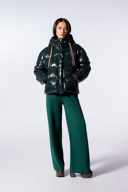 Lili Bright shiny cropped puffer jacket