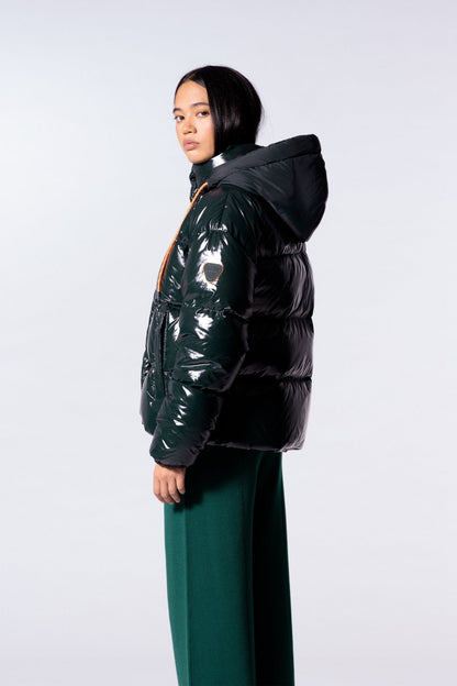 Lili Bright shiny cropped puffer jacket