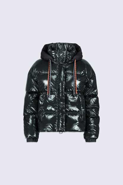 Lili Bright shiny cropped puffer jacket